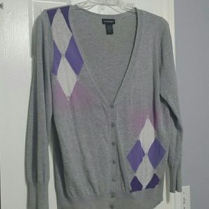 Gray, v neck cardigan